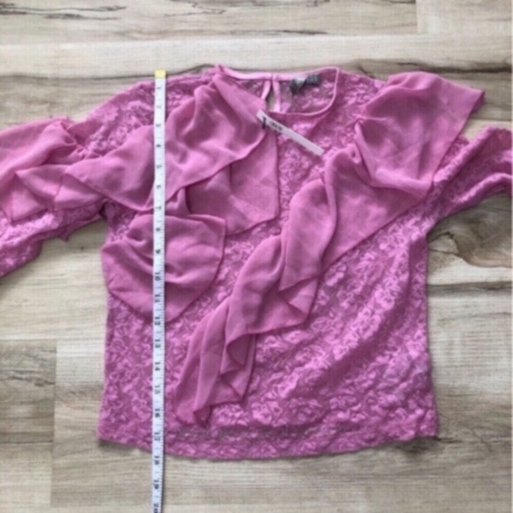 ASOS Pink Ruffle Lace Blouse - Picture 7 of 7